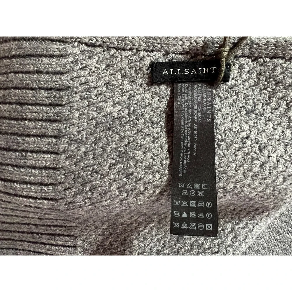 ALLSAINTS Gray Rib Mix Knit Scarf  72